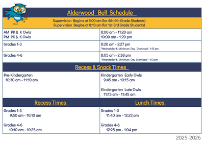 Alderwood Bell Schedule