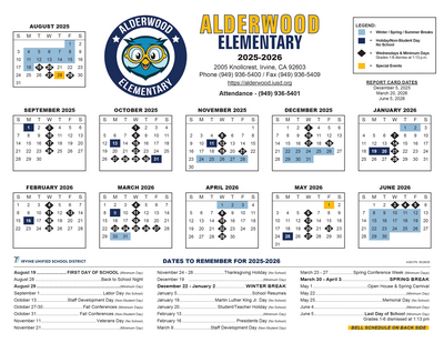 Alderwood Calendar